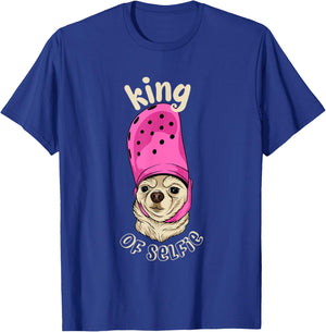 King Of Selfie Funny Meme Cute Dog T-Shirt - T-Shirt | Royal