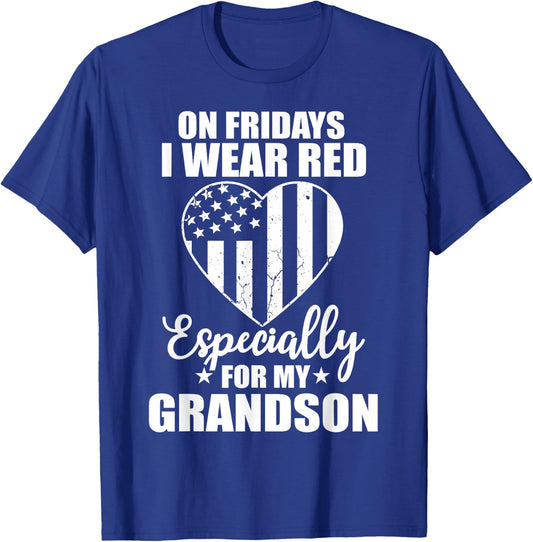 Red Friday For My Grandson Military Troops Deployed Wear T-Shirt - T-Shirt | Royal