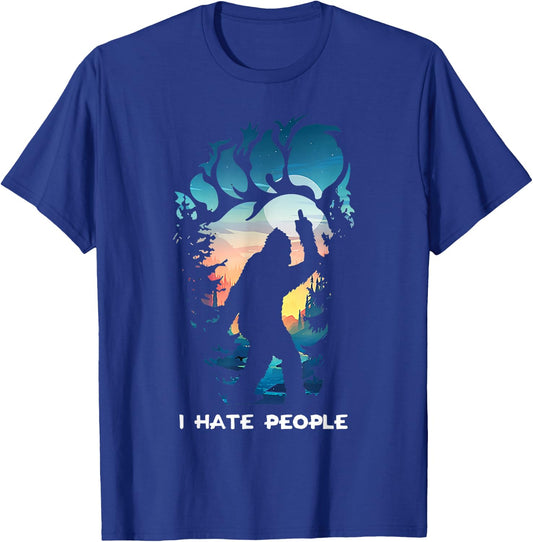 Alien Bigfoot Middle Finger I Hate People Abduction Colorful T-Shirt - T-Shirt | Royal