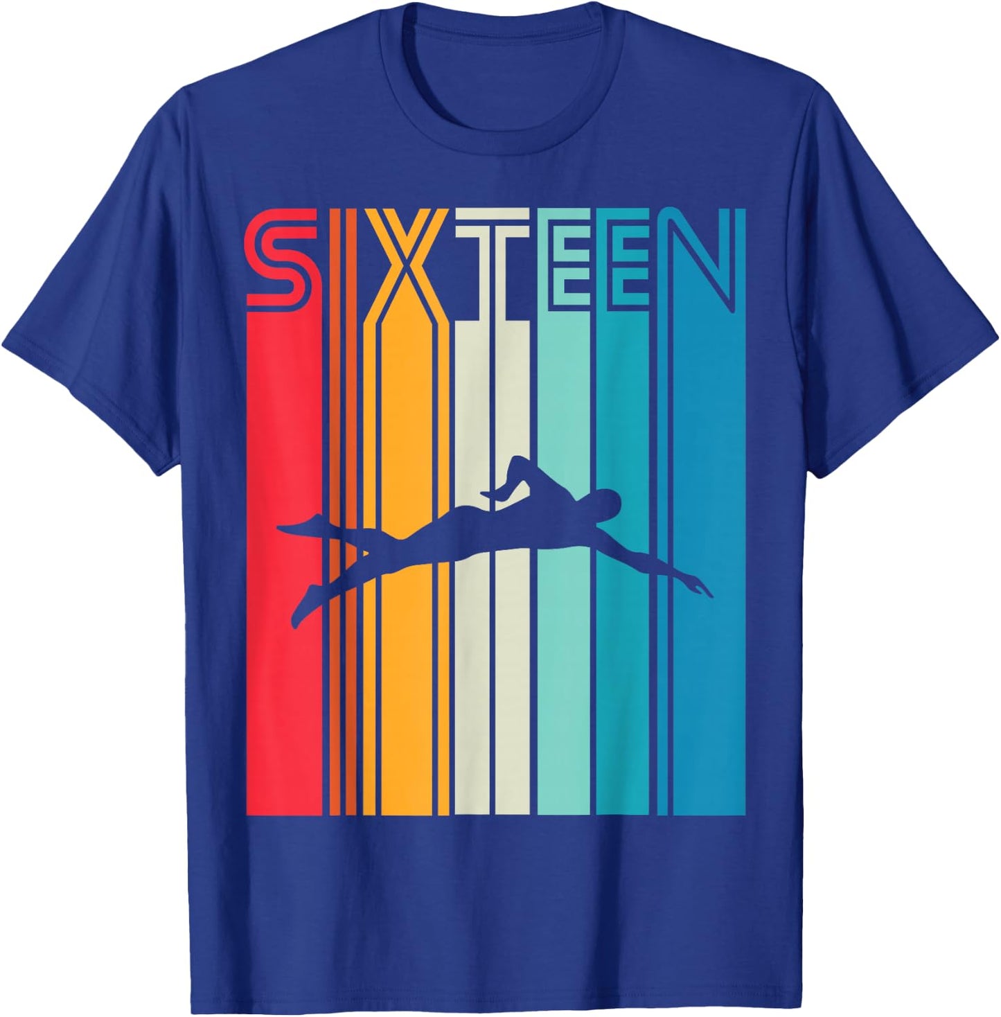 16th Birthday Gift Swimming Retro Swimmer T-Shirt - T-Shirt | Royal
