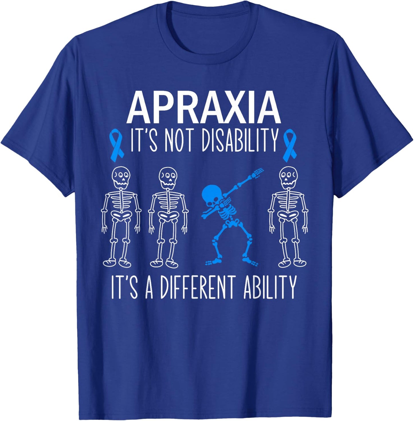 Apraxia Awareness Dabbing Different Ability Blue Ribbon T-Shirt - T-Shirt | Royal