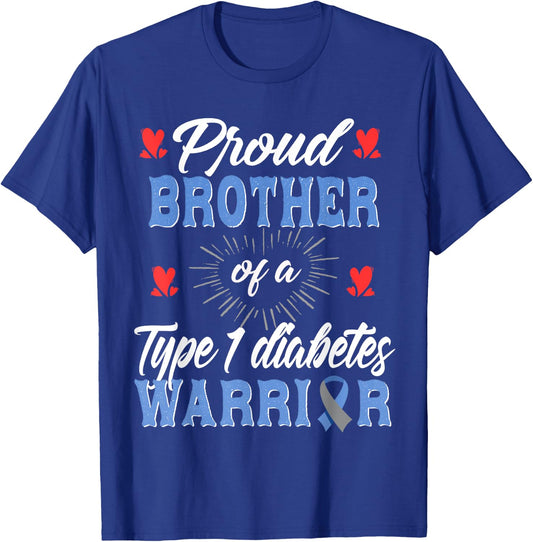 T1D Proud Brother Diabetes Awareness Type 1 Insulin Pancreas T-Shirt - T-Shirt | Royal