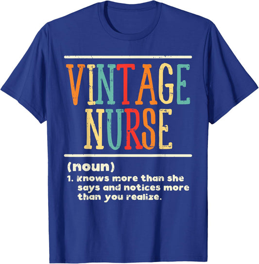 Vintage Nurse Definition Funny Nursing RN ER ED ICU L&D Gift T-Shirt - T-Shirt | Royal
