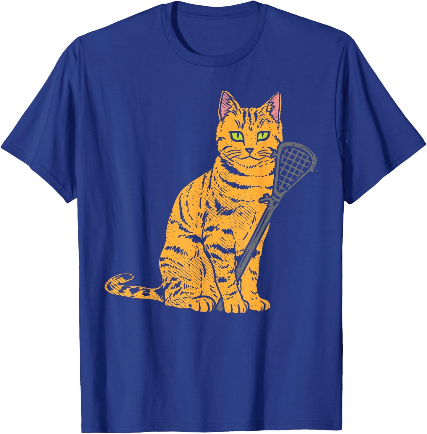 Cat Lacrosse Stick Cute Animal Pet Lax Player Coach Gift Women Kids T-Shirt - T-Shirt | Royal
