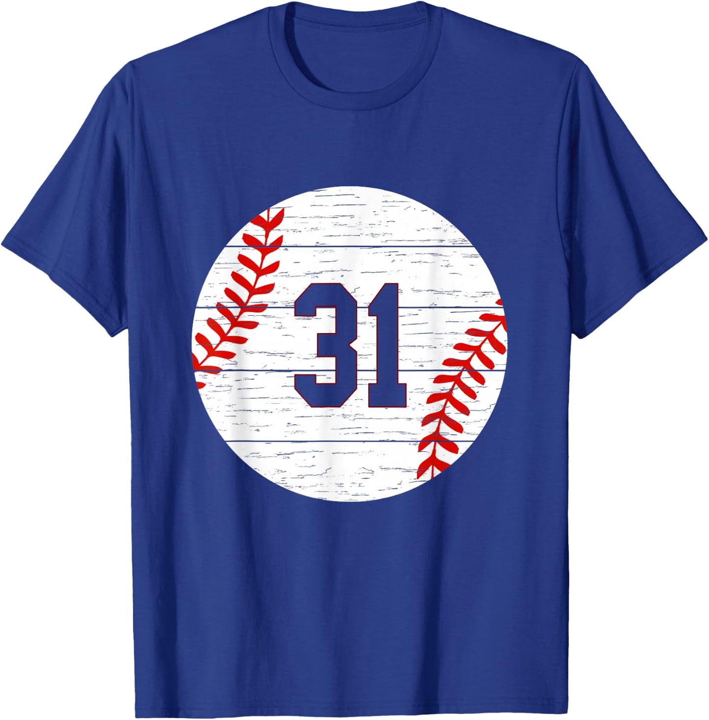Baseball Number #31 Ball Vintage for Baseball Players Gift T-Shirt - T-Shirt | Royal
