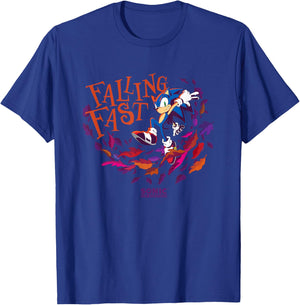Sonic The Hedgehog Falling Fast Leaves in Autumn Logo T-Shirt - T-Shirt | Royal