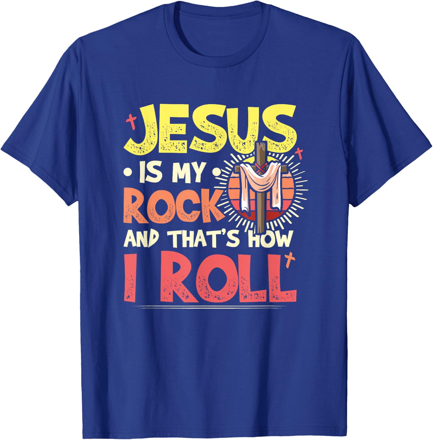 Jesus Is My Rock Bible Faith in God Religion Jesus T-Shirt - T-Shirt | Royal