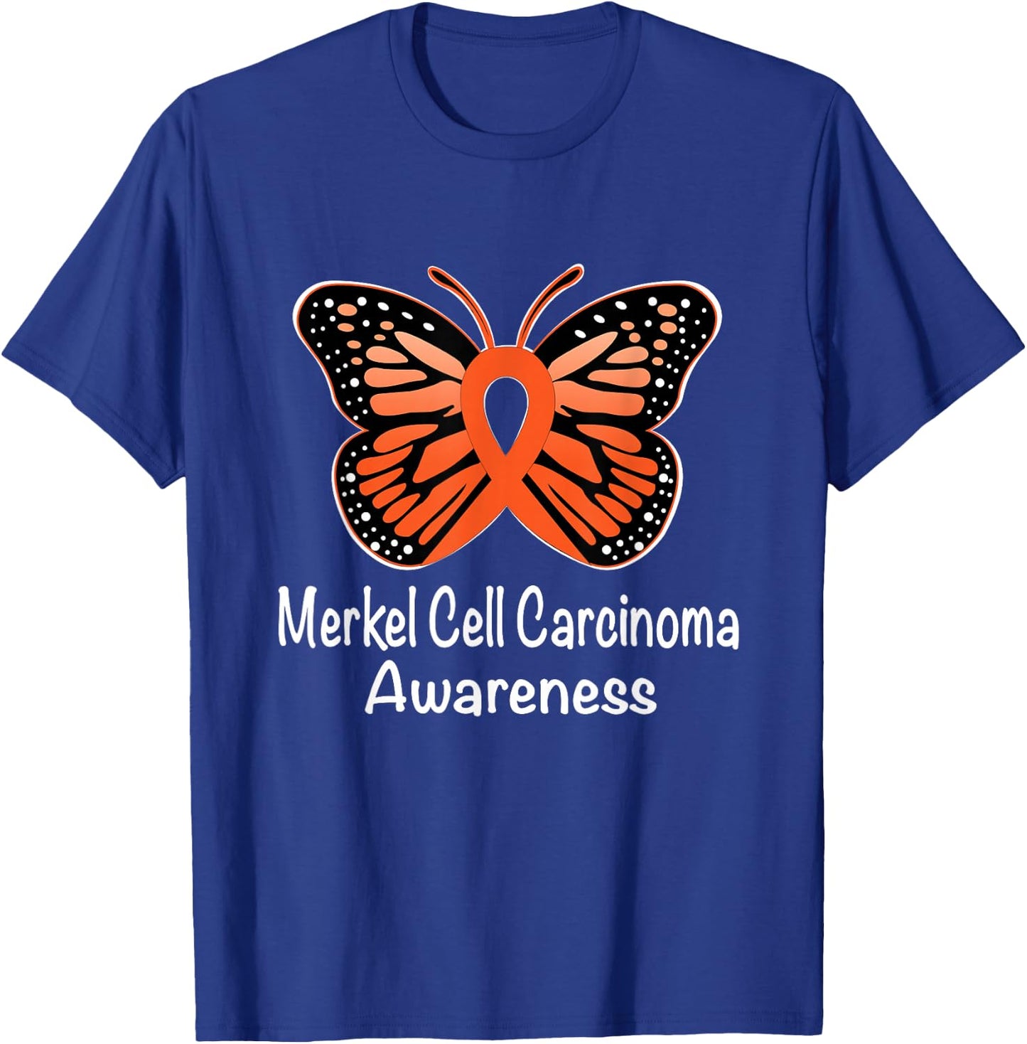 Merkel Cell Carcinoma Awareness Warrior Orange Ribbon T-Shirt - T-Shirt | Royal
