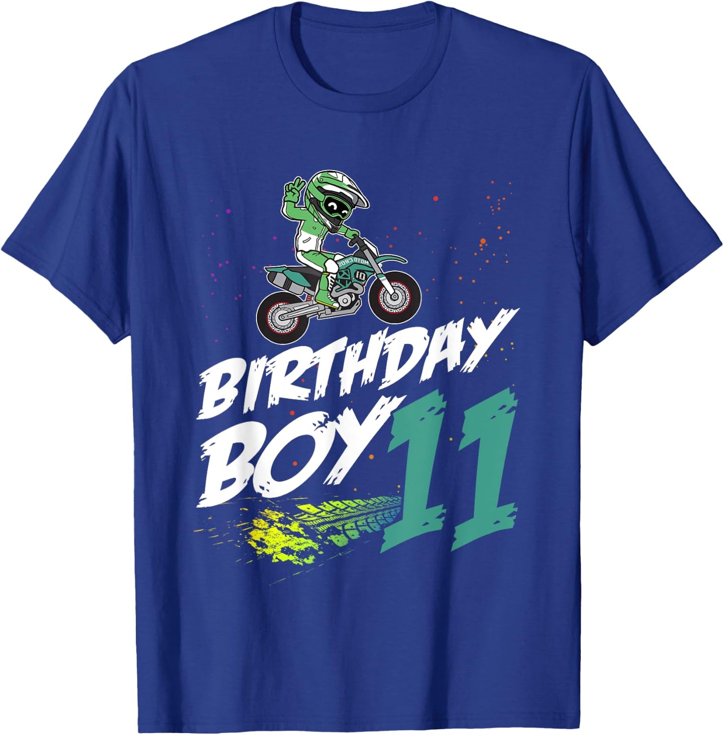 11th Birthday Boy 11 Years Old Dirt Bike Motocross Rider T-Shirt - T-Shirt | Royal