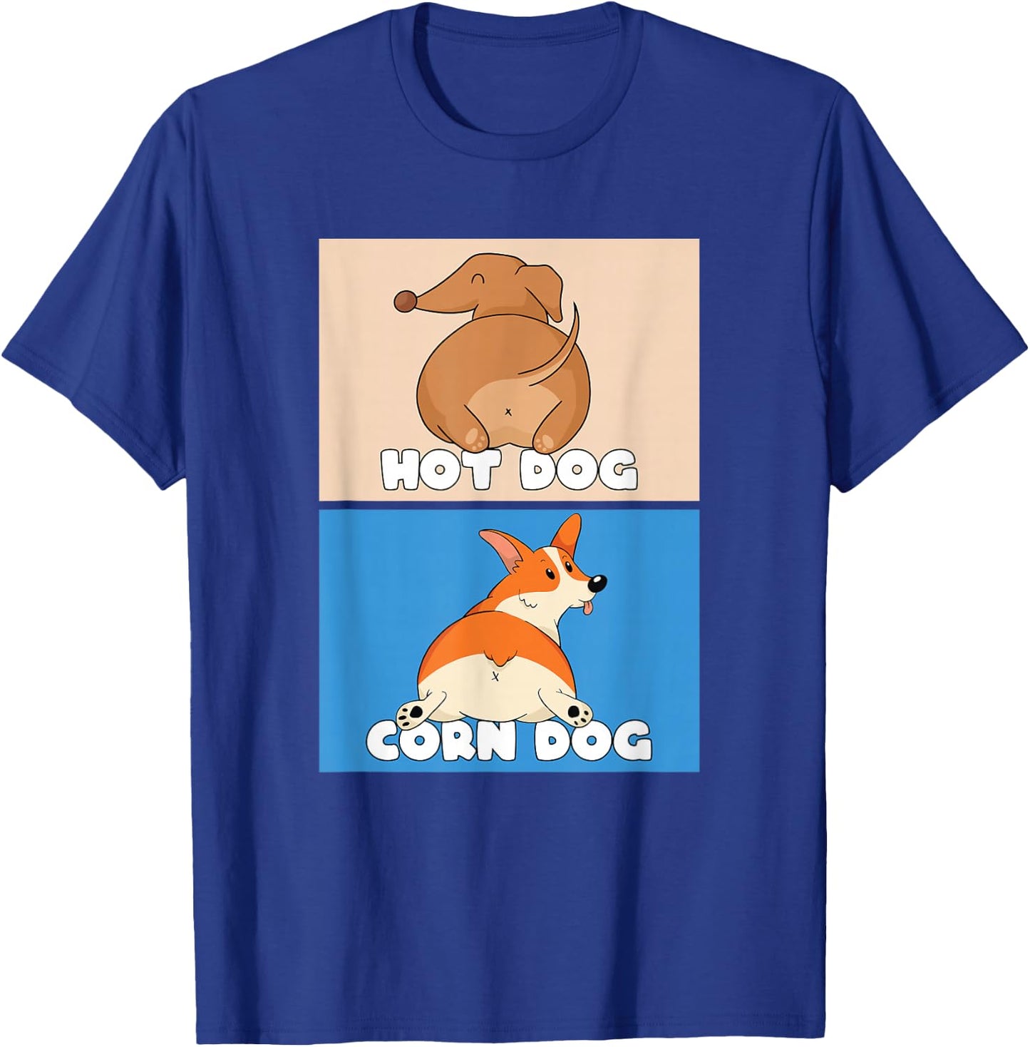 Pembroke Welsh Corgi Corn Dog And Hot Dog Wiener Dachshund Men Women T-Shirt - T-Shirt | Royal
