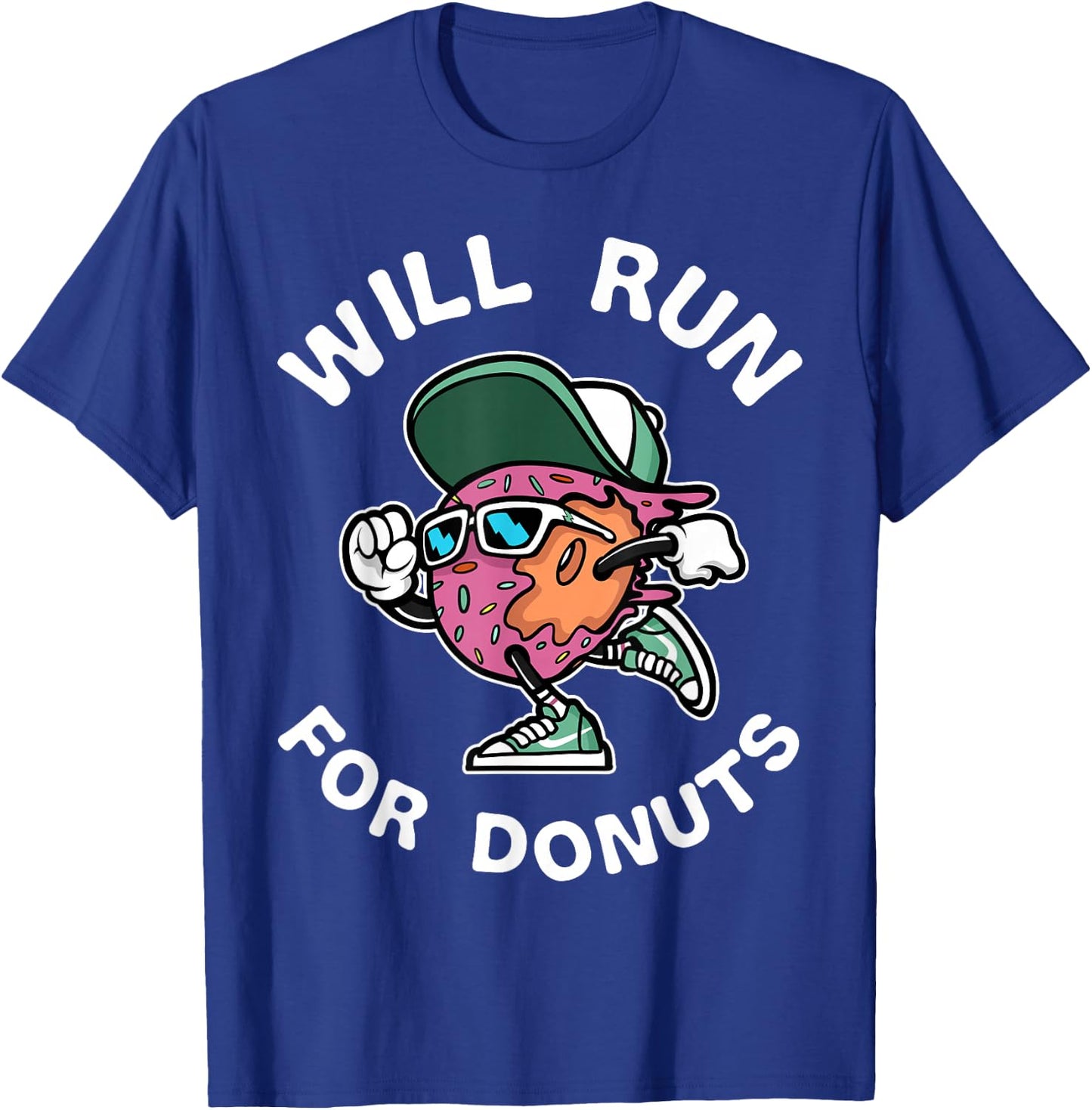 Runner WIll Run For Donuts Funny Runner Marathon Running T-Shirt - T-Shirt | Royal
