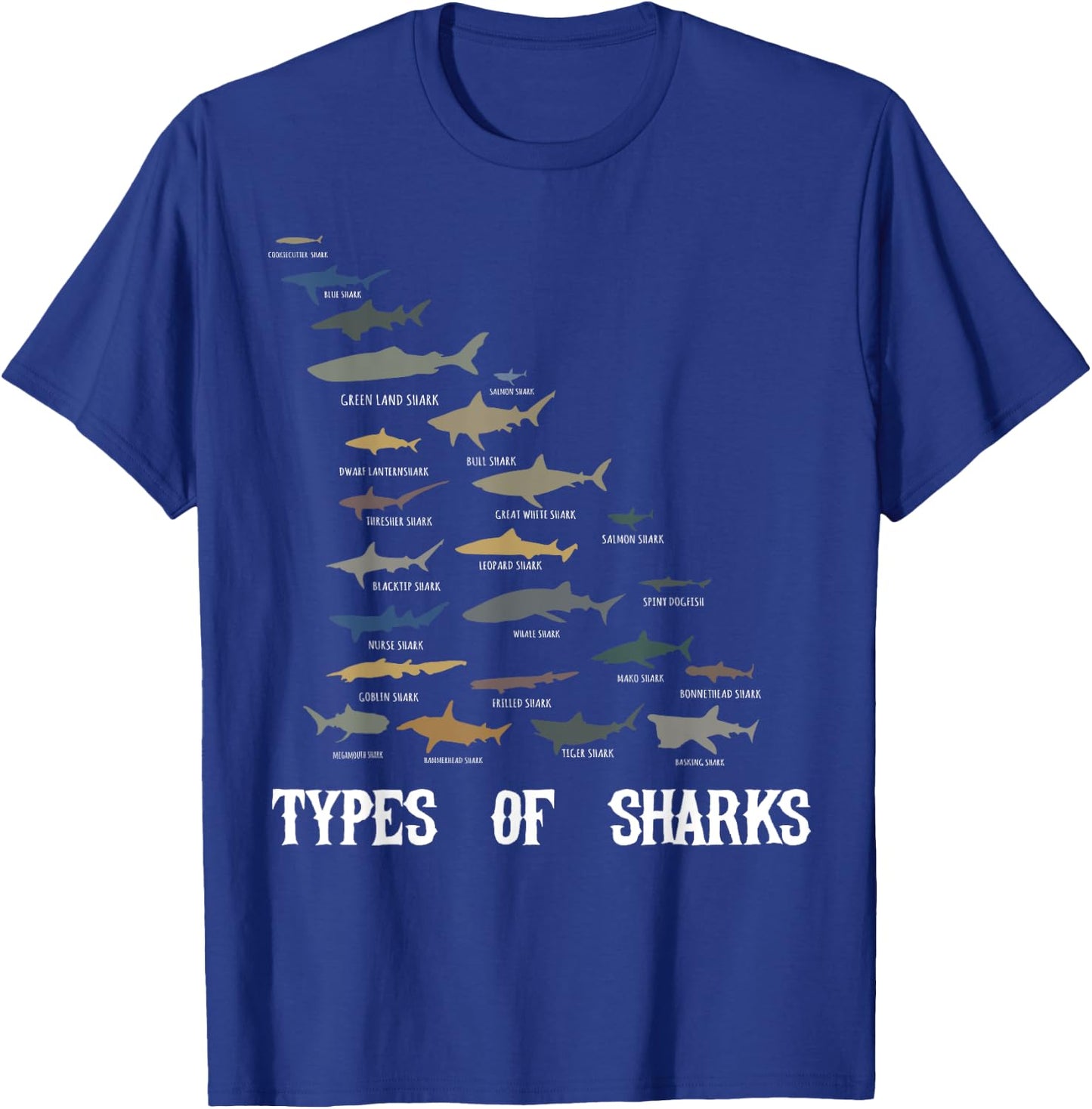 Types of Sharks Shirt, Educational Shark Lover T-Shirt - T-Shirt | Royal