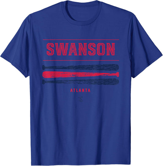Dansby Swanson Vintage Baseball Bat Gameday T-Shirt - T-Shirt | Royal