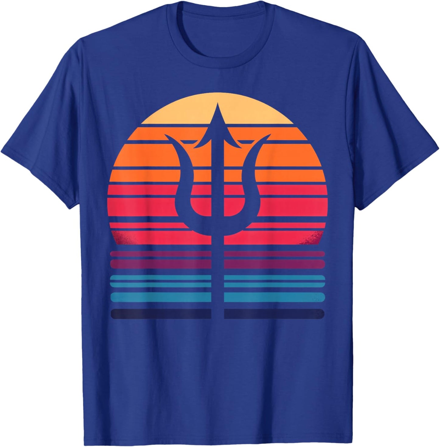 Trident of Poseidon in Retro Sunset Art Style Christmas T-Shirt - T-Shirt | Royal