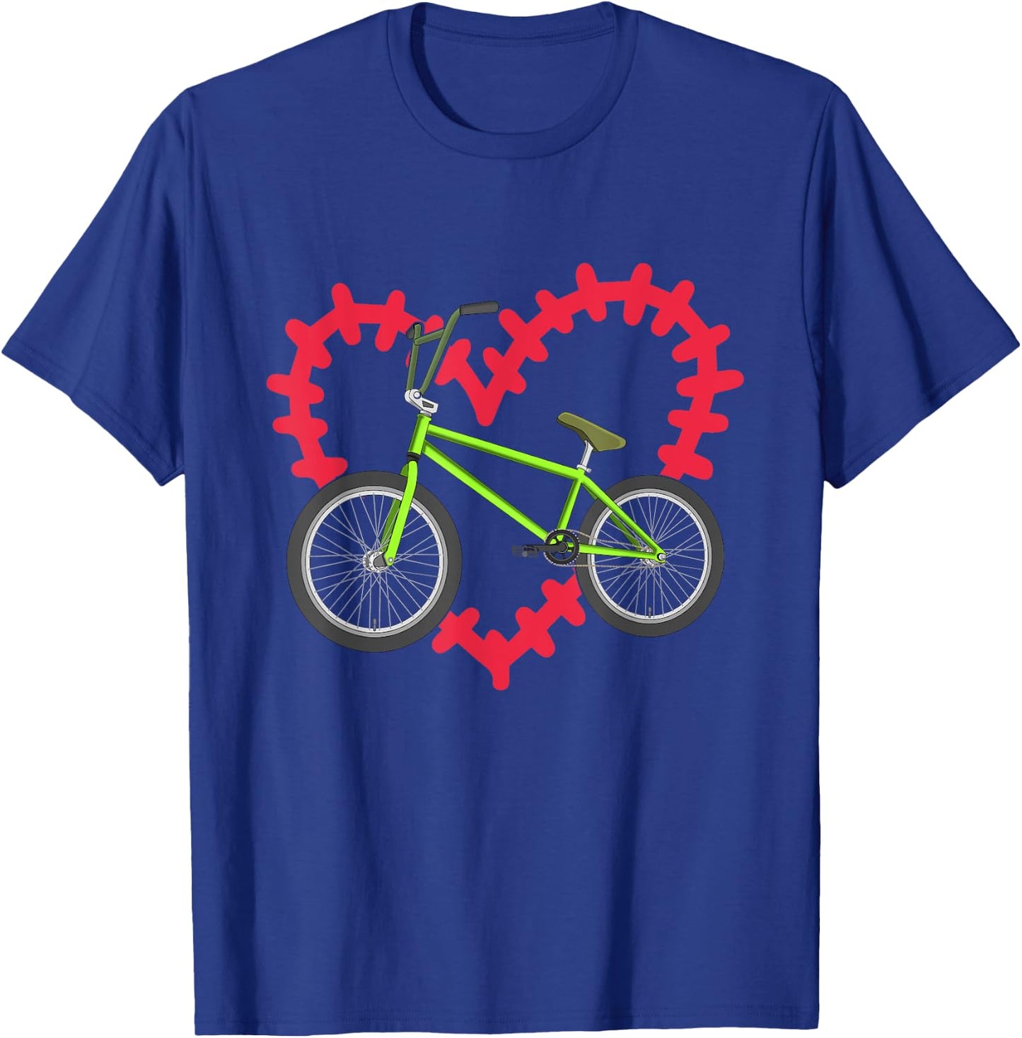 Valentines Day Gift Love BMX Biking Cyclist Heart Bicycle T-Shirt - T-Shirt | Royal