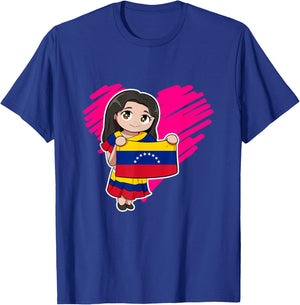 Venezuela Girl Venezuelan Flag Day Heart T-Shirt - T-Shirt | Royal