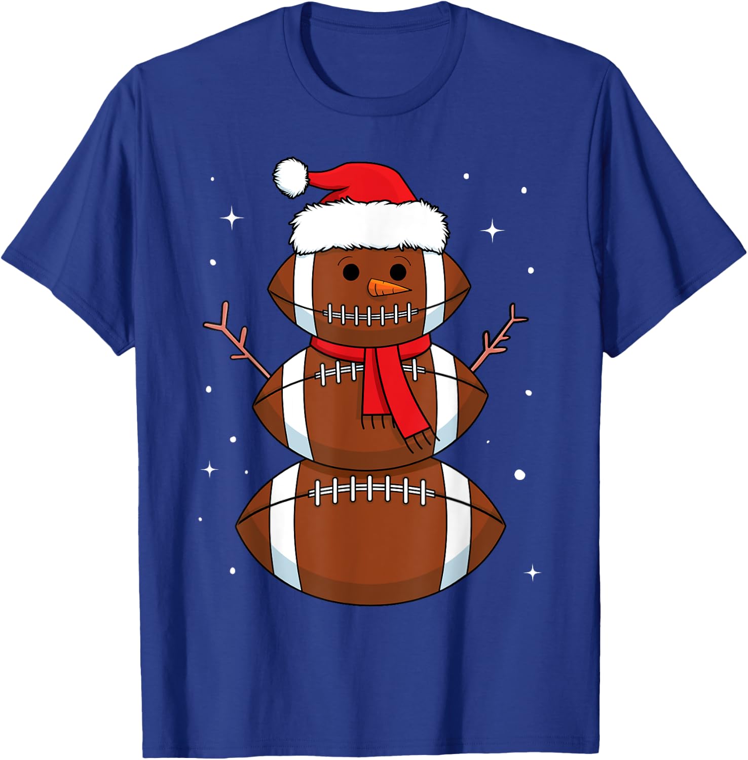 Santa Football Snowman Sports Ball Men Boys Christmas T-Shirt - T-Shirt | Royal