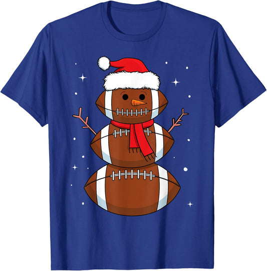 Santa Football Snowman Sports Ball Men Boys Christmas T-Shirt - T-Shirt | Royal