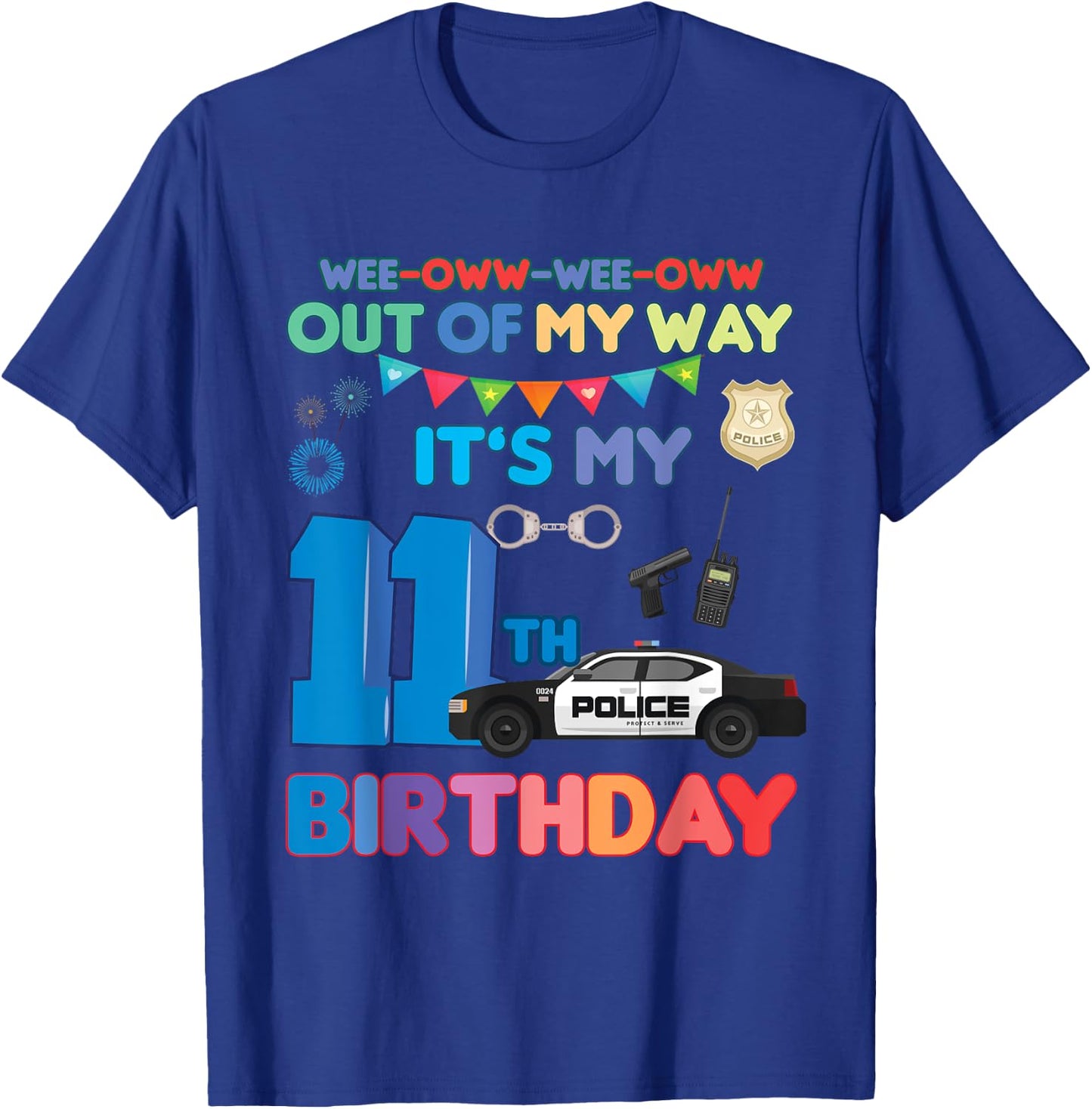 Out of my way it's my 11th birthday Police kids boy T-Shirt - T-Shirt | Royal