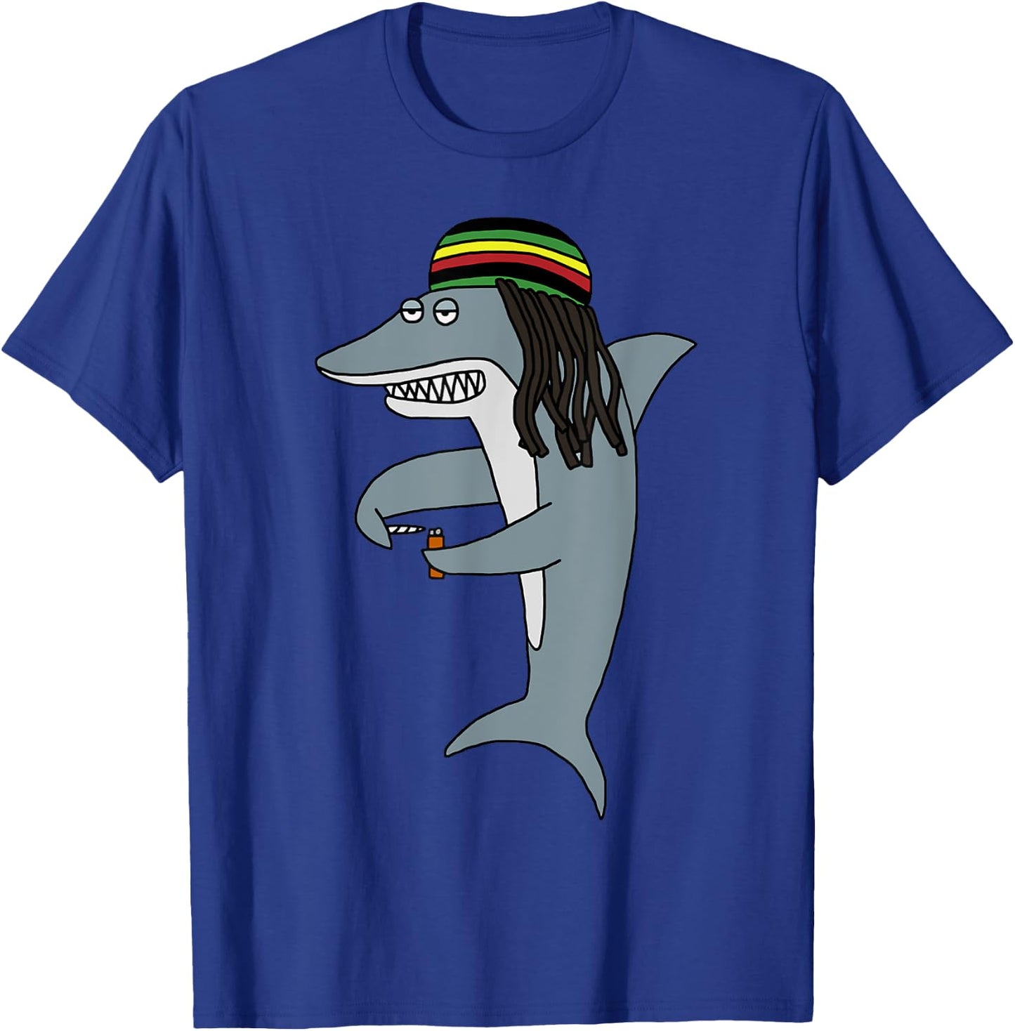 Reggae Shark Funny Dreadlock Rasta T-Shirt - T-Shirt | Royal
