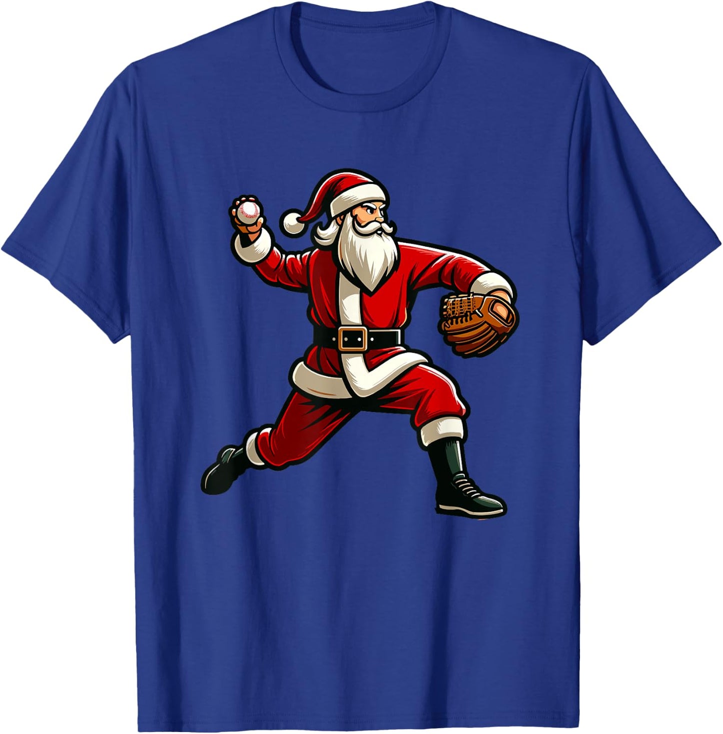 Christmas Santa Claus Baseball Pitcher Boys Teens Xmas T-Shirt - T-Shirt | Royal