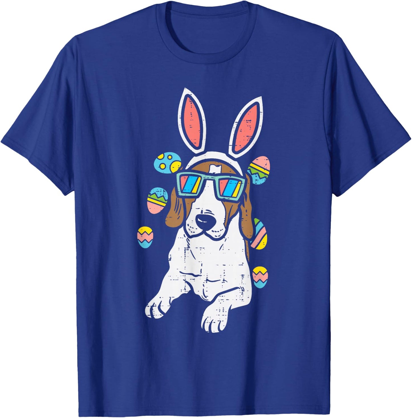 Beagle Bunny Ears Glasses Eggs Cute Easter Dog Owner Lover T-Shirt - T-Shirt | Royal