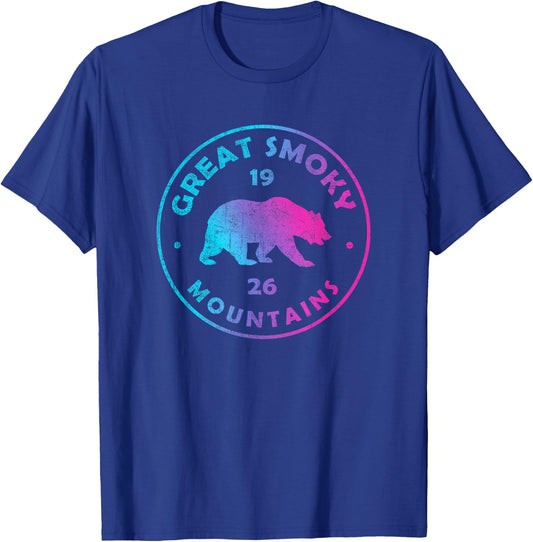 Great Smoky Mountains National Park Colorful Tie Dye Bear T-Shirt - T-Shirt | Royal