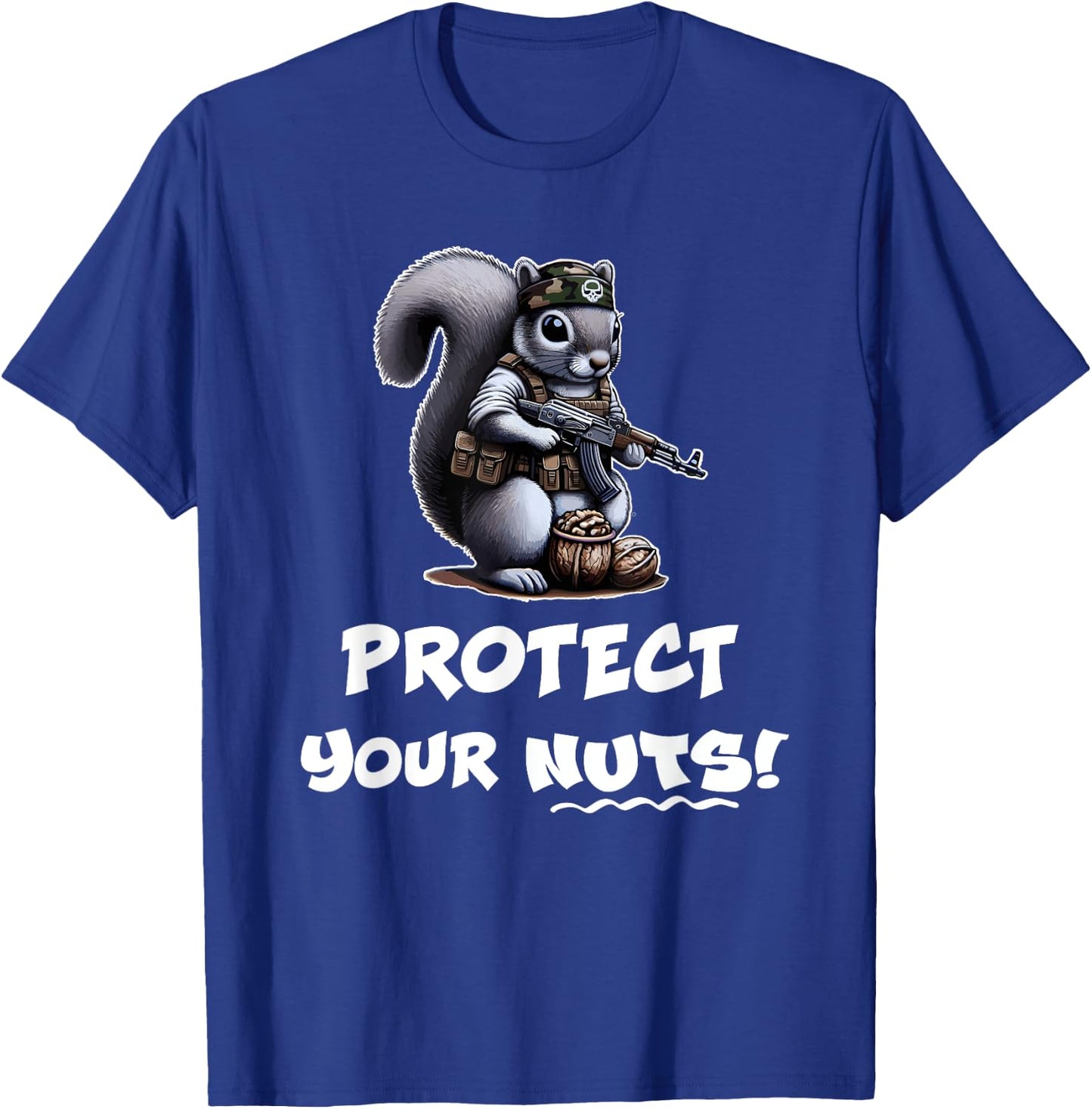 Nate's SOF- 's Funny Protect Your Nuts Tactical Squirrel , Small, Black T-Shirt - T-Shirt | Royal