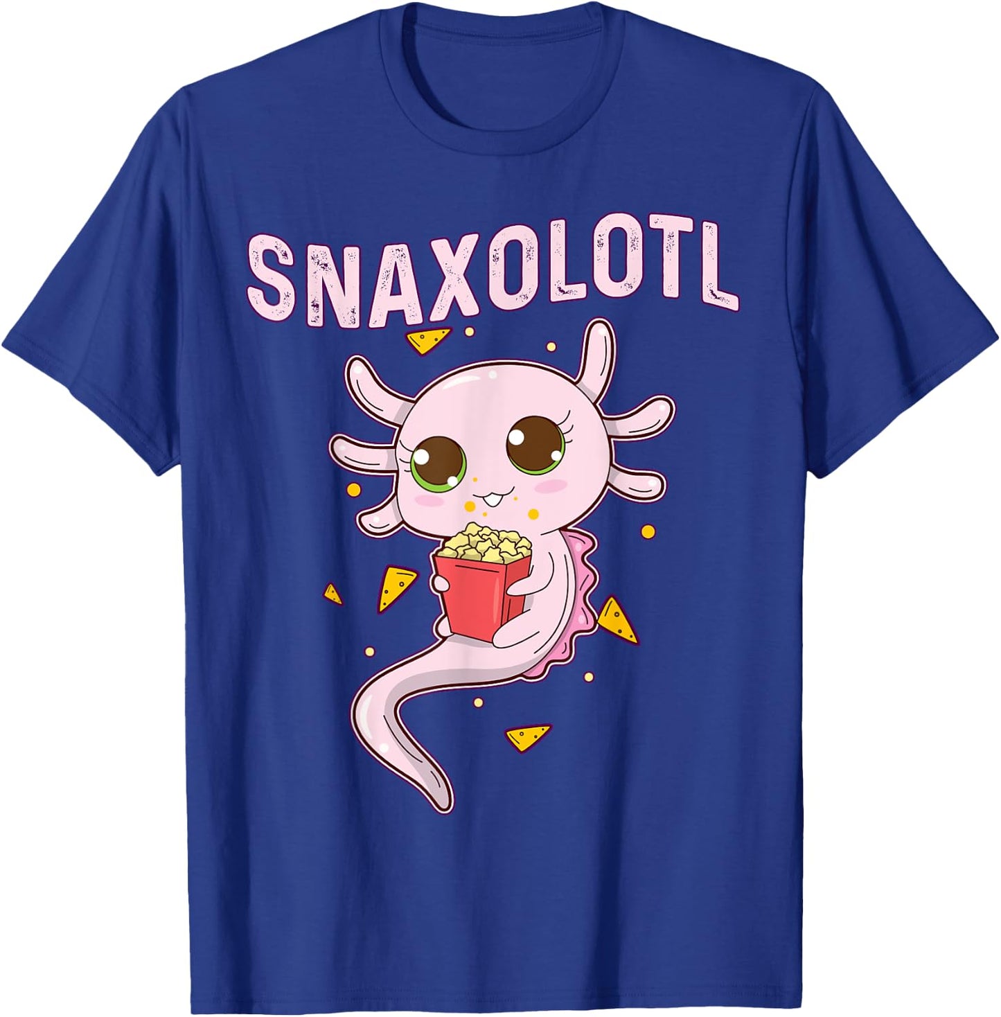 Cute Snaxolotl - Kawaii Axolotl Eating Chips Snacks Kids T-Shirt - T-Shirt | Royal