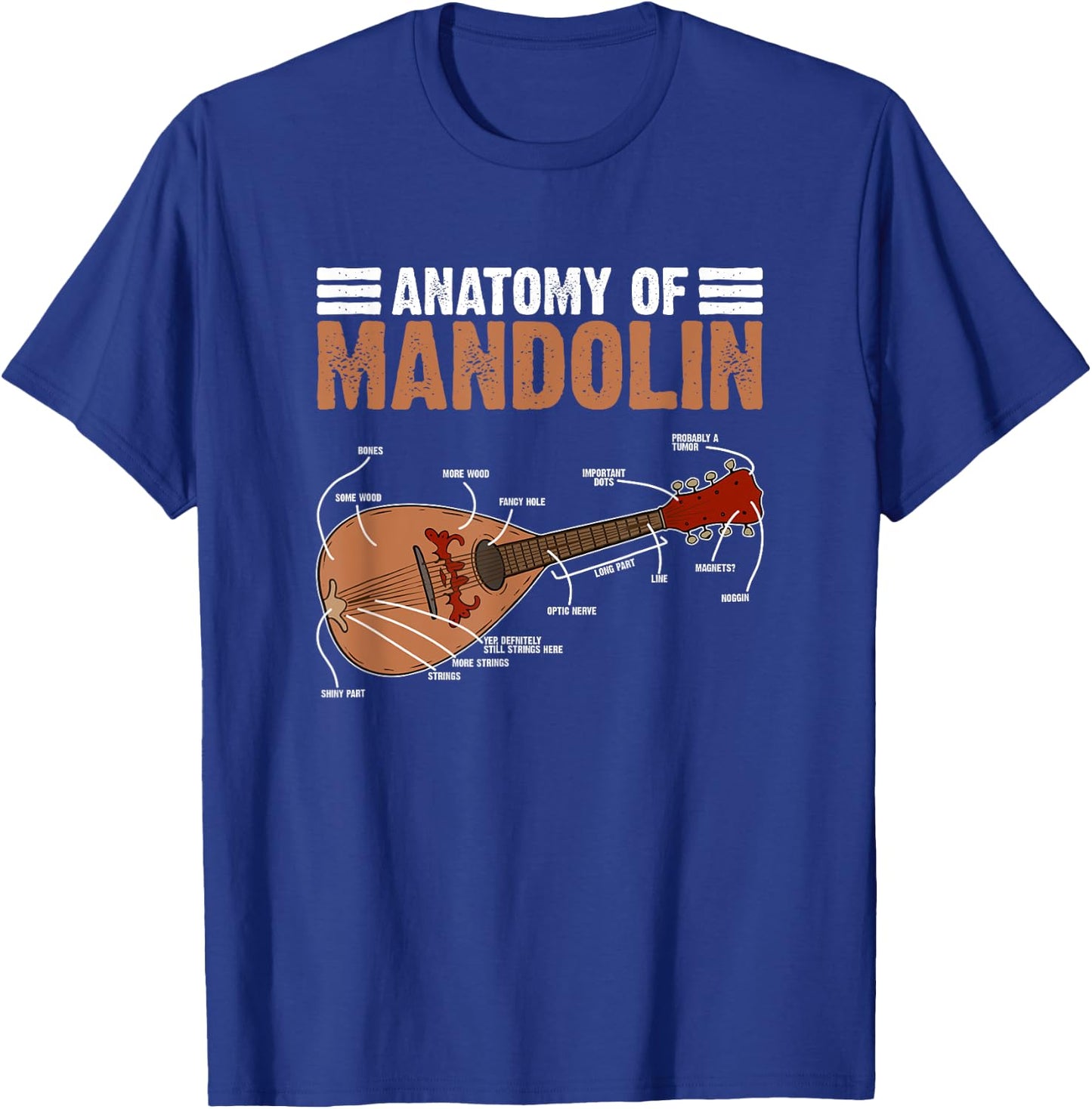Mandolinist Country Music Bluegrass Anatomy Of Mandolin T-Shirt - T-Shirt | Royal