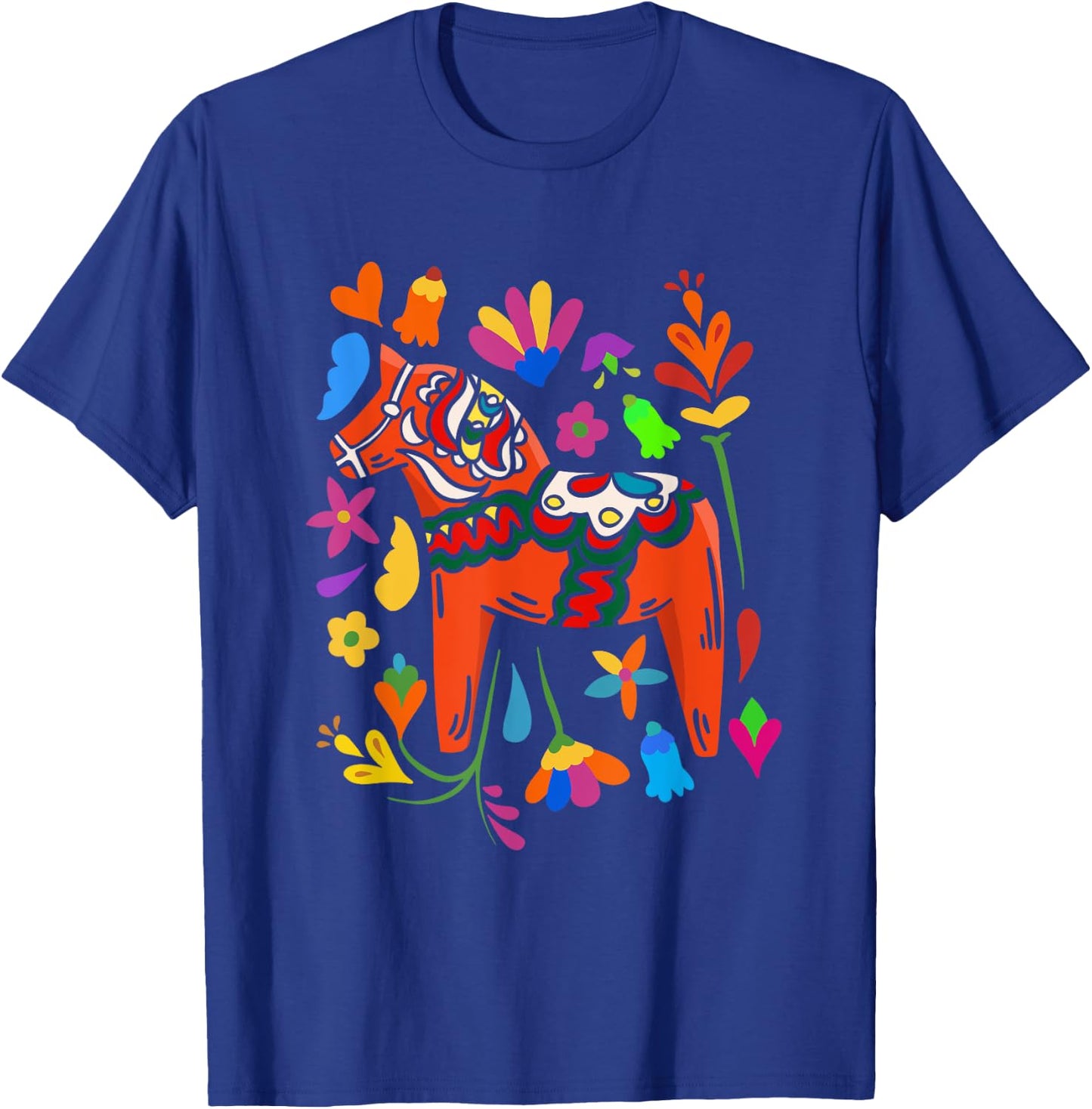 Swedish Dala Horse Folk Art Sweden Flag Dalahelmsoljd Horse T-Shirt - T-Shirt | Royal