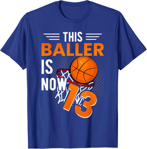 13th Birthday Basketball Player Official 13 Teenager T-Shirt - T-Shirt | Royal