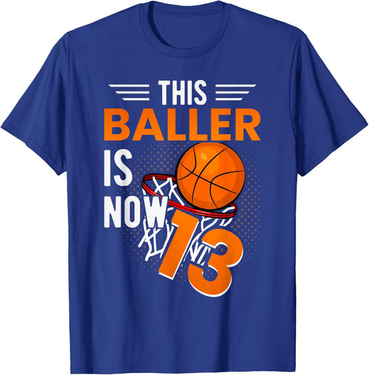 13th Birthday Basketball Player Official 13 Teenager T-Shirt - T-Shirt | Royal