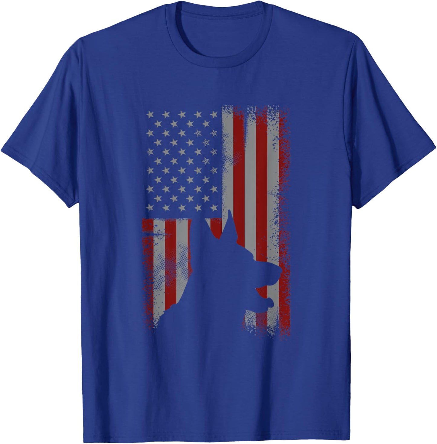 Patriotic German Shepherd AMERICAN FLAG Dog Lover Gift T-Shirt - T-Shirt | Royal