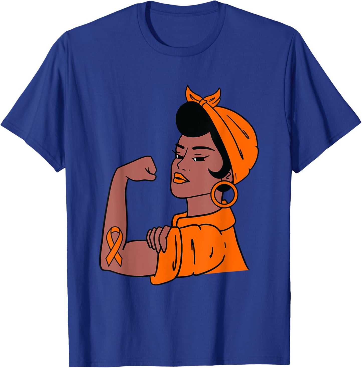 Endometrial Cancer Awareness Peach Ribbon Support Women Gift T-Shirt - T-Shirt | Royal