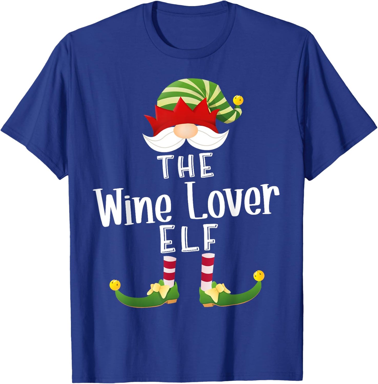 Wine Lover Elf Group Christmas Funny Pajama Party T-Shirt - T-Shirt | Royal