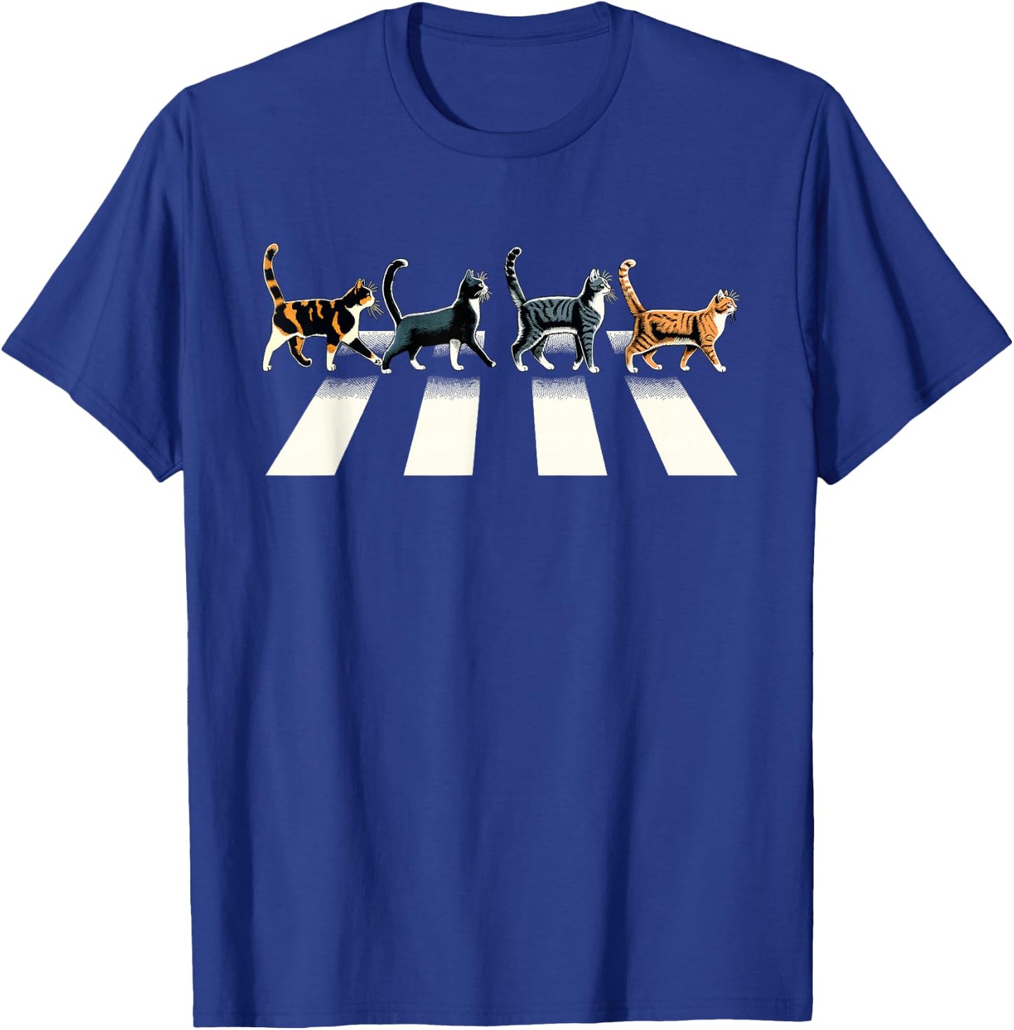 Retro Cat Rock and Roll Music Gift Men Kids Women Funny Cat T-Shirt - T-Shirt | Royal