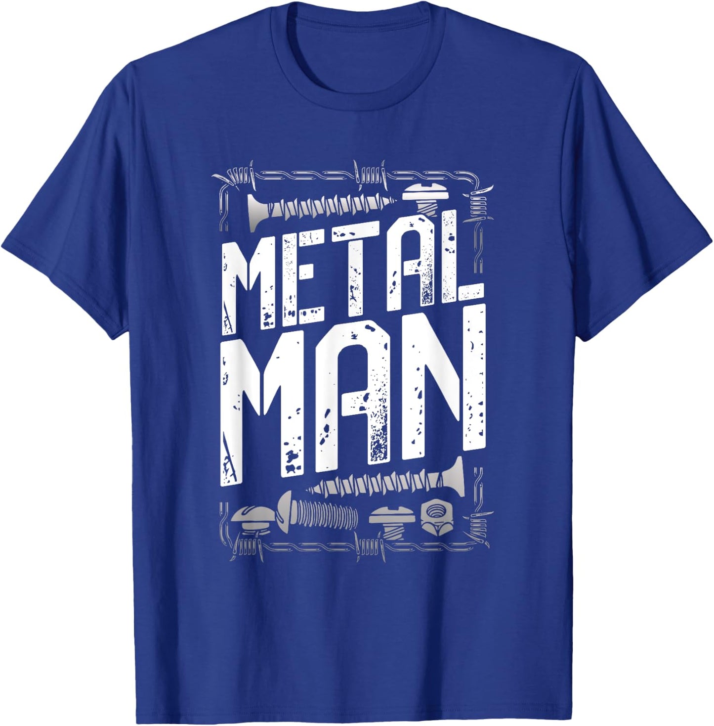Metal Man - Bold Industrial Hardware Design T-Shirt - T-Shirt | Royal