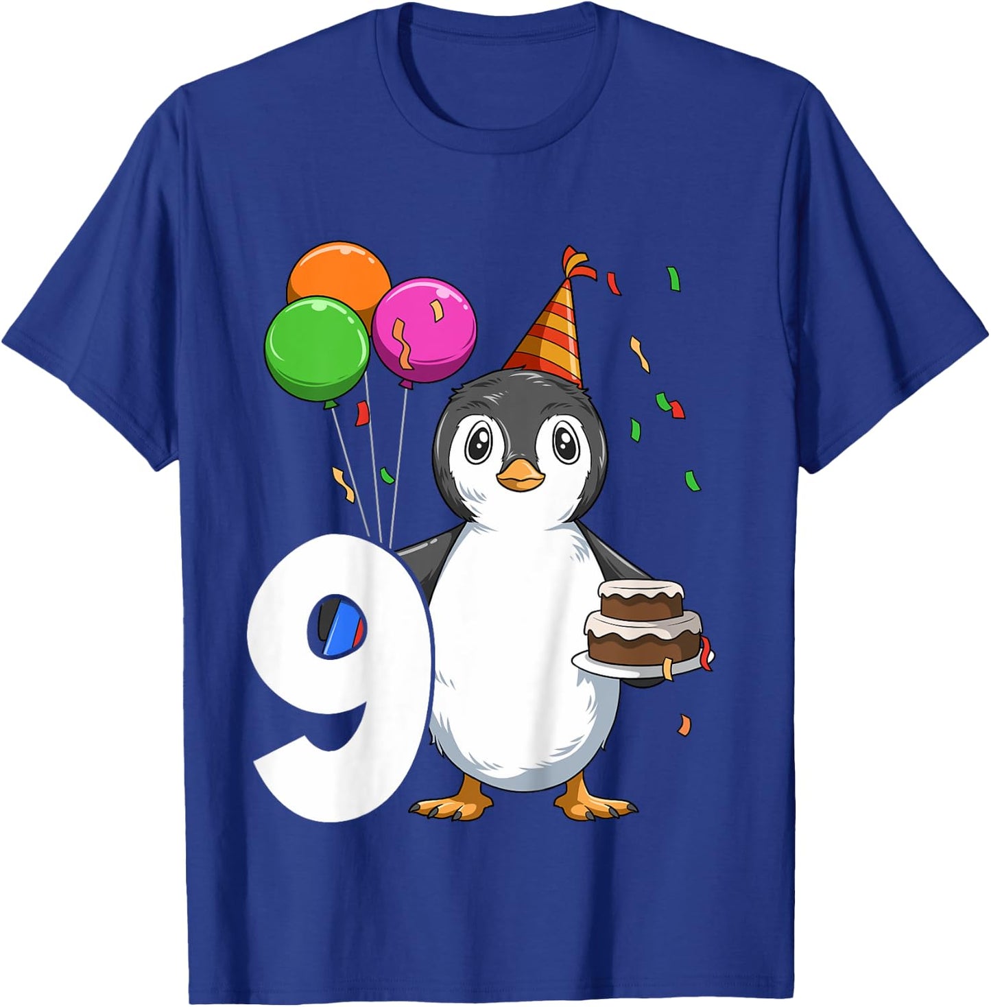 Penguin Birthday 9 Penguin 9th Birthday Outfit Penguin Party T-Shirt - T-Shirt | Royal