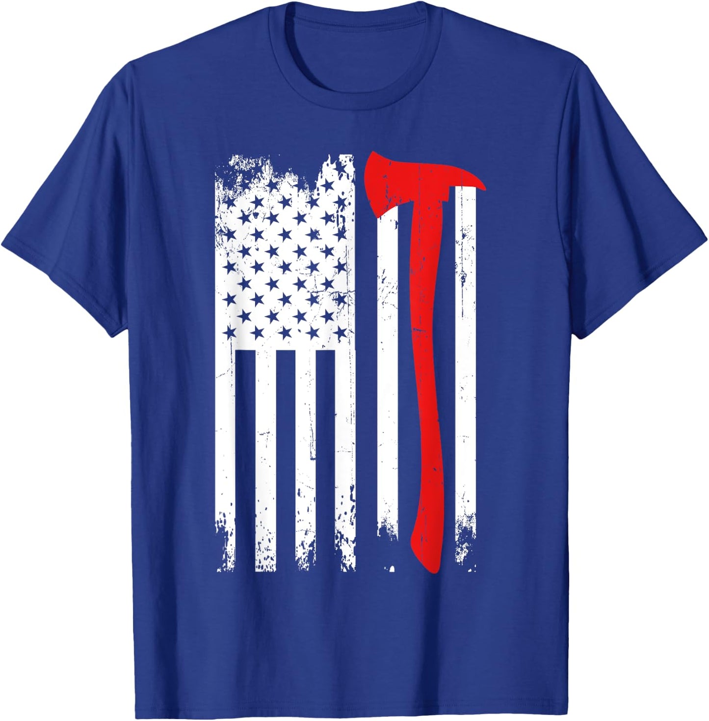 Firefighter Patriotic Fireman Firefighting Rescuer Volunteer T-Shirt - T-Shirt | Royal
