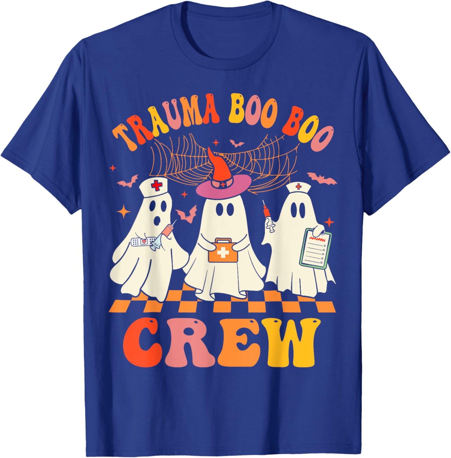 Groovy Trauma Boo Crew Funny Halloween Nurse T-Shirt - T-Shirt | Royal