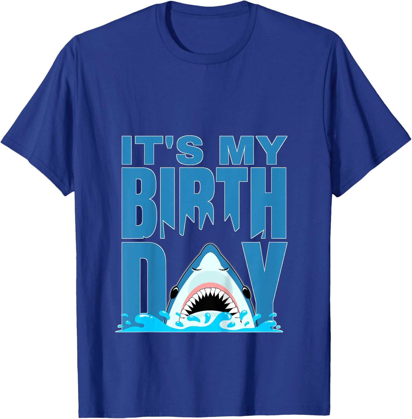 Blue Shark Birthday Shark Bite Its My Birthday Girls Boys T-Shirt - T-Shirt | Royal