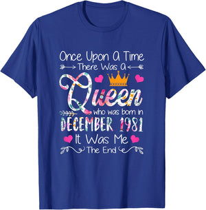 39 Years Birthday Girls 39th Birthday Queen December 1981 T-Shirt - T-Shirt | Royal