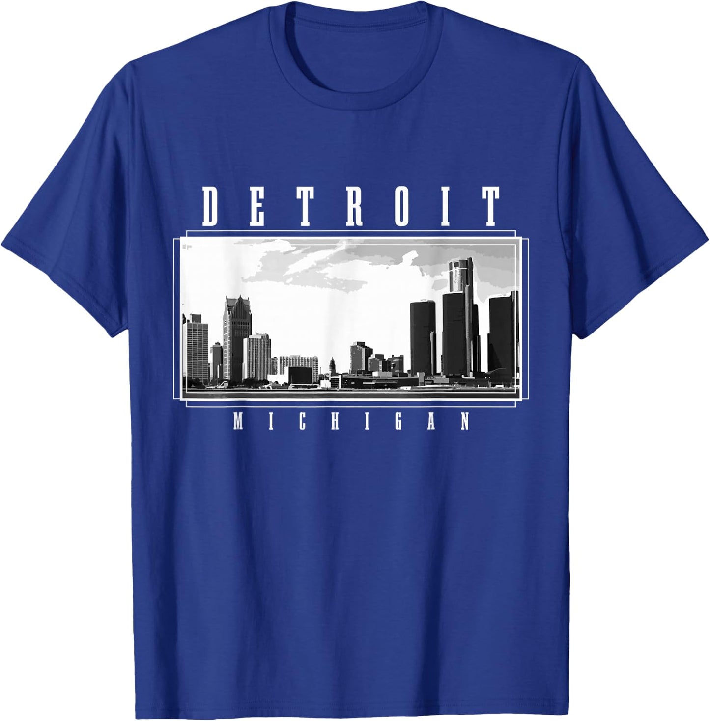 Detroit Skyline Michigan Pride Vintage Detroit T-Shirt - T-Shirt | Royal