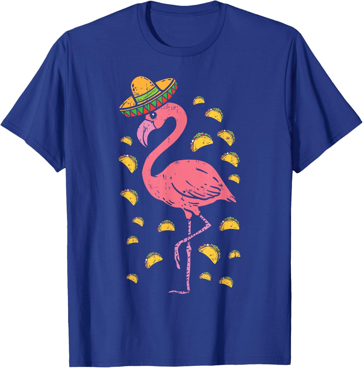 Flamingo Sombrero Tacos Cinco De Mayo Fiesta Mexican T-Shirt - T-Shirt | Royal