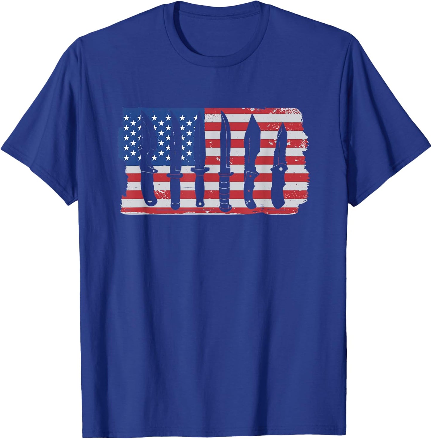 American Flag Different Kinds Of Knife Knife Collector Women Men T-Shirt - T-Shirt | Royal