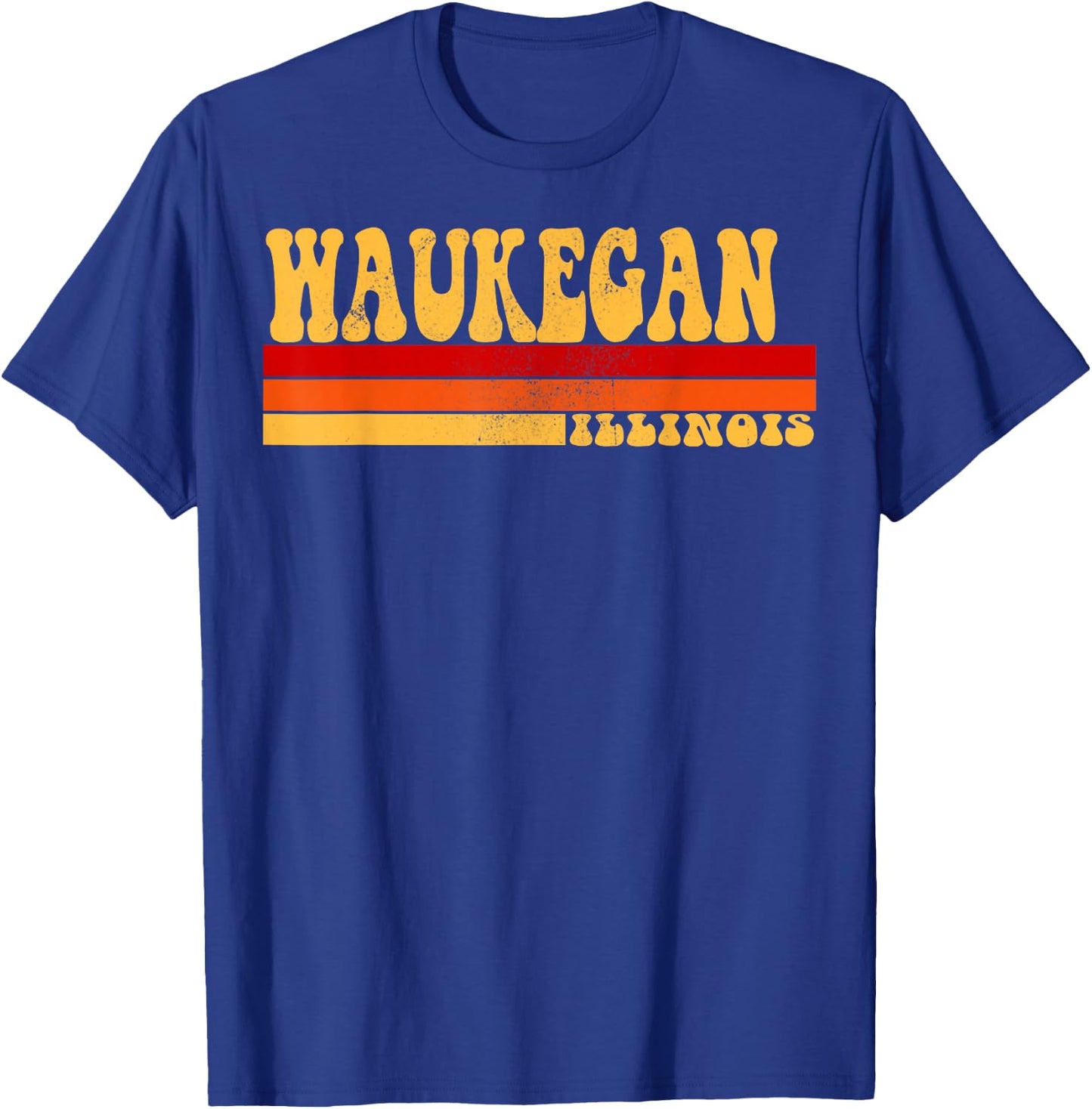 WAUKEGAN Illinois City Vintage Roots Retro Design 70s 80s T-Shirt - T-Shirt | Royal