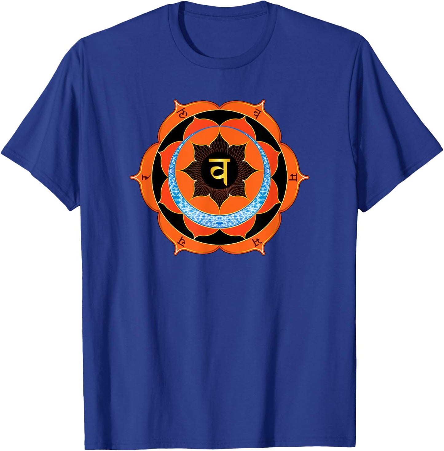 Orange Sacral Chakra with Yoga Symbols and Mantras T-Shirt - T-Shirt | Royal
