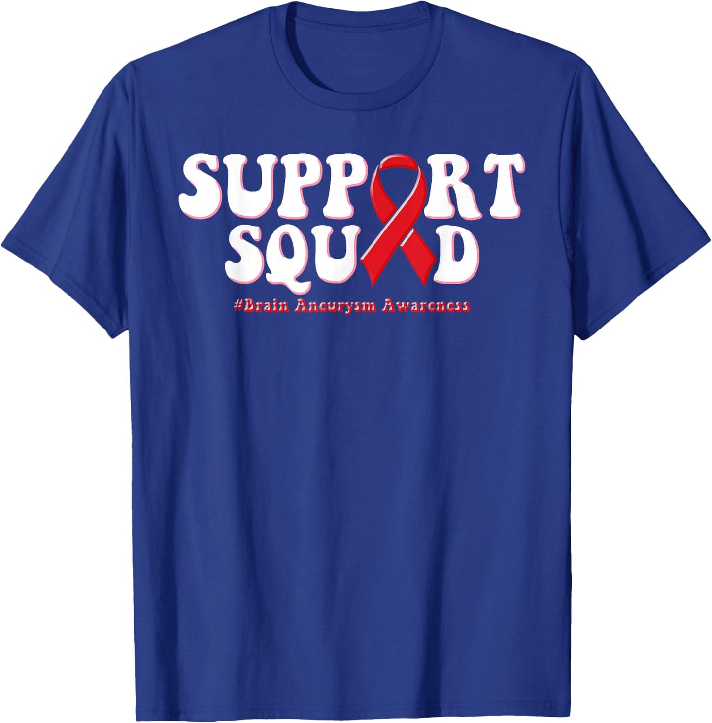 Retro Groovy Support Squad Brain Aneurysm Awareness T-Shirt - T-Shirt | Royal