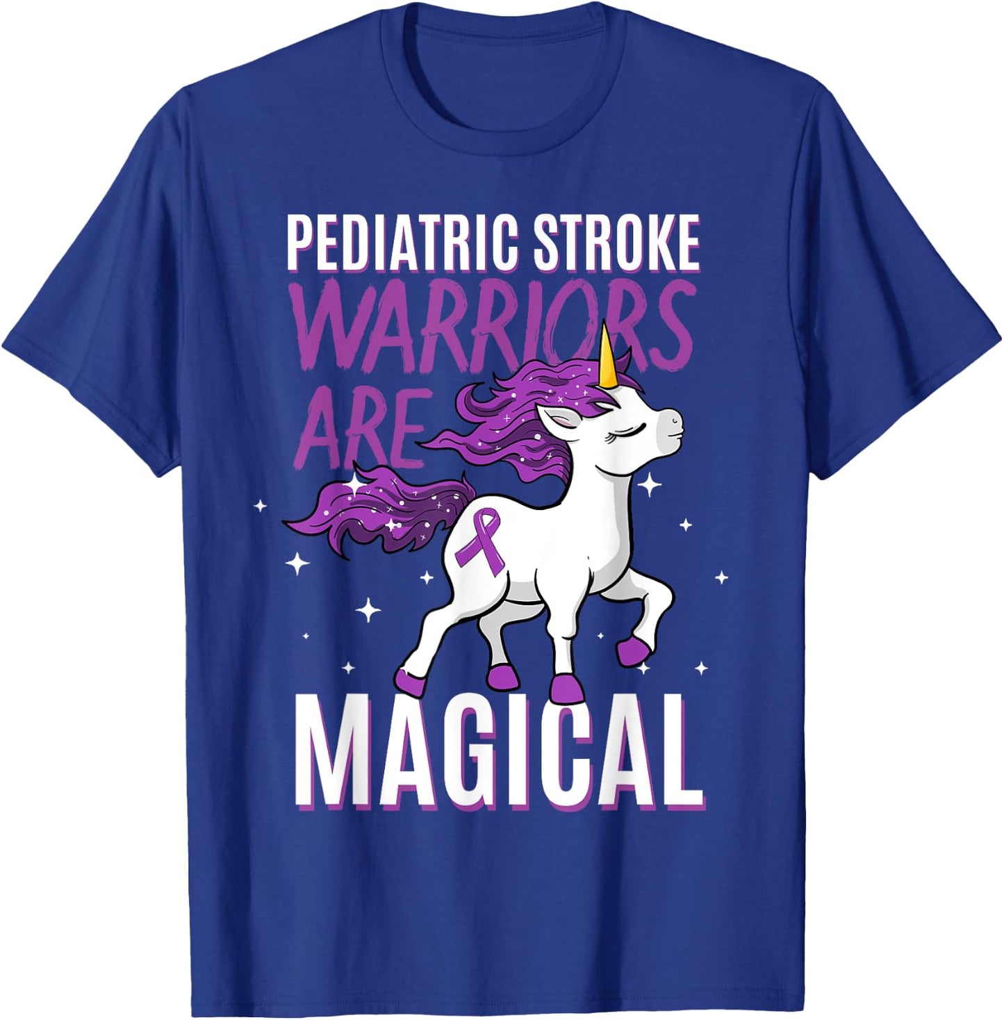 Pediatric Stroke Warrior Magical Unicorn Purple Hemorrhagic T-Shirt - T-Shirt | Royal